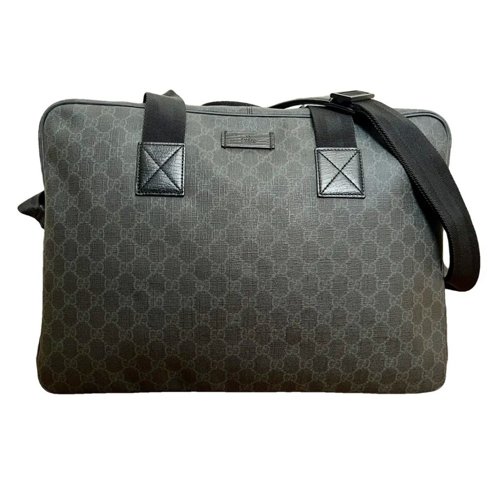 Gucci Black Monogram Leather Duffle Bag